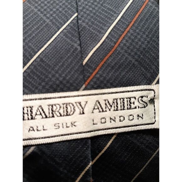 Hardy Amies silk tie London Blue Gray striped classic look - Picture 3 of 3